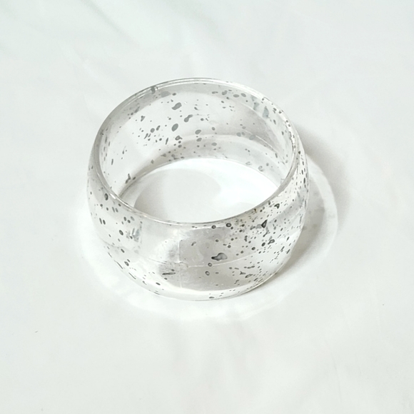 Vintage Clear Splatter Bangle Bracelet - Picture 2 of 5